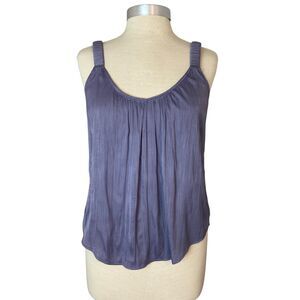Evereve Elisa Hammered Satin Tank Top‎ Blouse Womens Sz S Purple Lightweight